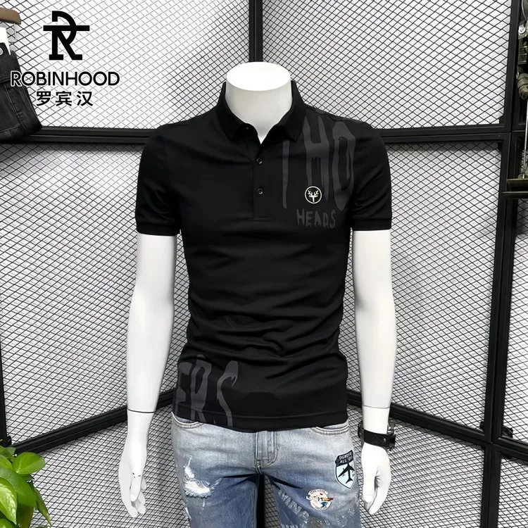 罗宾汉/ROBINHOOD夏季男士polo衫时尚修身翻领短袖男潮流百搭上衣