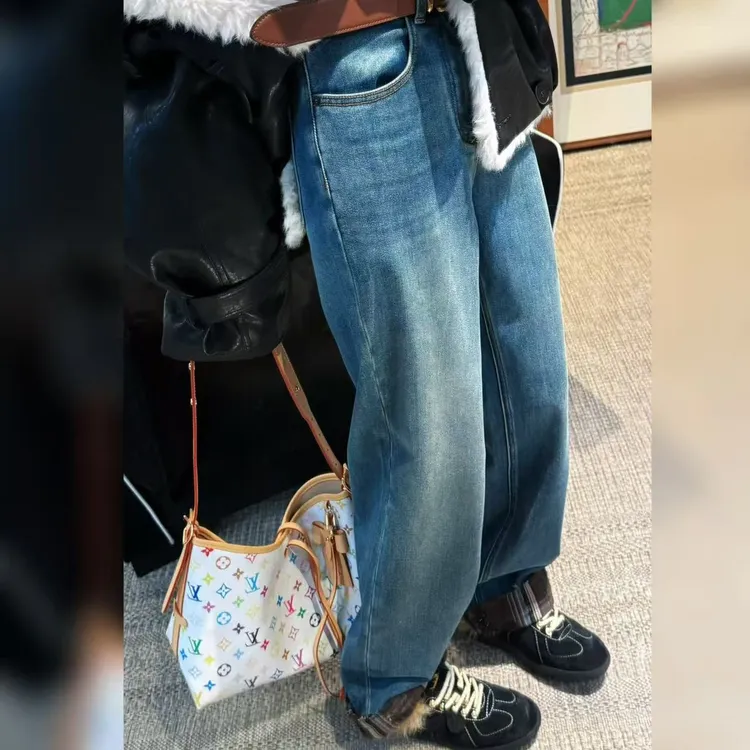 PCNY丨不理理「旧影流芳」窄版直筒卷边拼接口袋牛仔裤