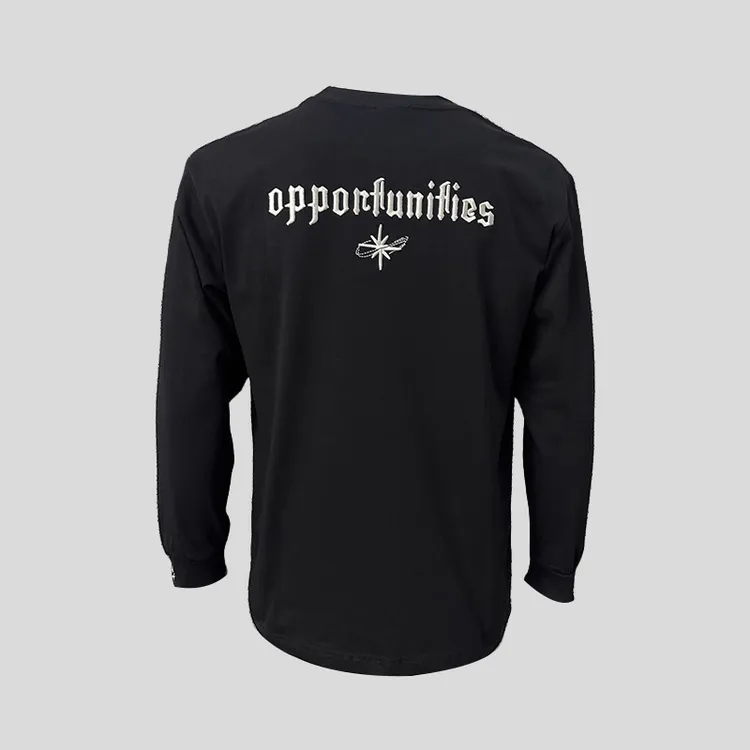 ohmmayby春秋简约基础刺绣长袖T恤打底衫上衣圆领套头时尚纯棉