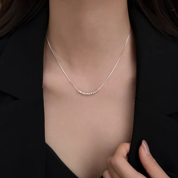 坠链均925银 925纯银转运珠项链女时尚轻奢气质锁骨链小众ins百搭