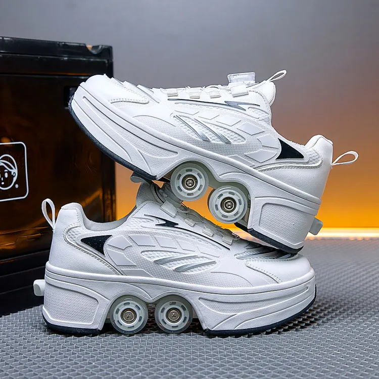 【运动鞋秒变滑轮鞋】新款青少年儿童成人可收缩轮暴走鞋运动休闲鞋