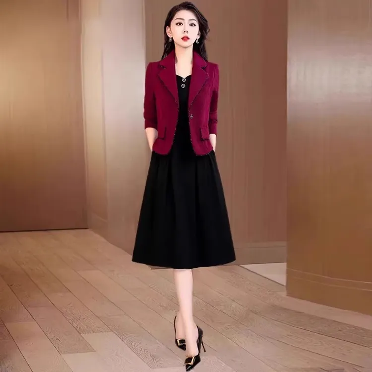 小香风两件套装连衣裙女2025春秋喜婆婆婚宴装结婚礼服喜妈妈高端