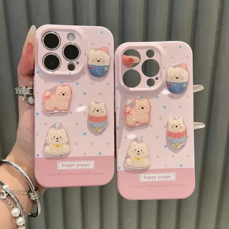 可爱波点西高地狗贴件适用苹果iPhone16手机壳13华为vivo小米oppo