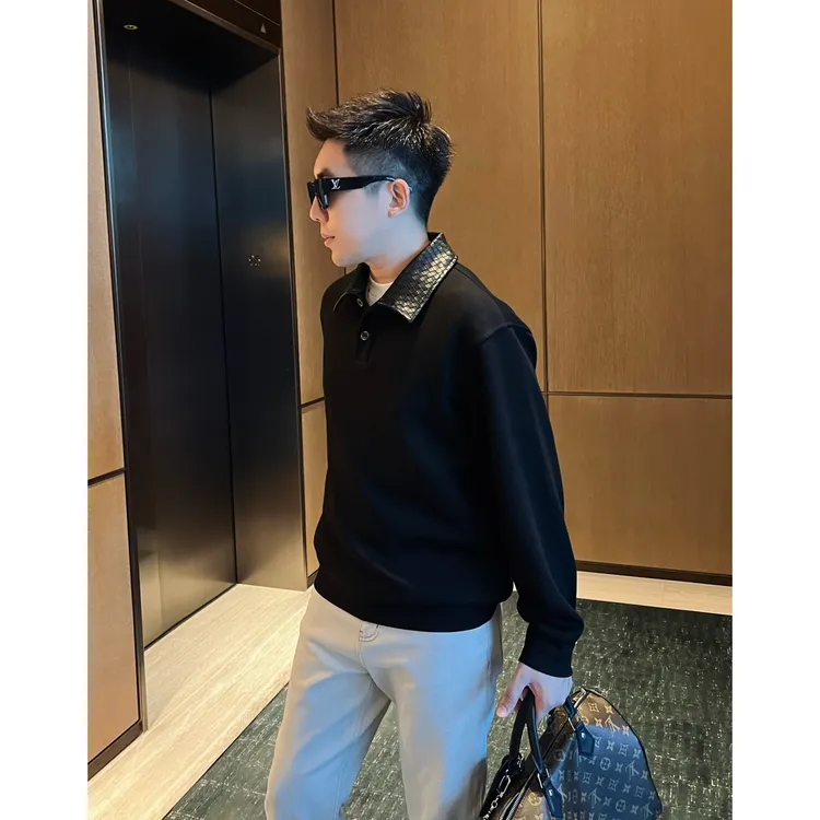 【编织皮领】BV风秋季个性男士云朵棉圆领百搭休闲圆领卫衣