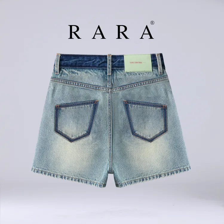 牛仔短裤女士夏季纯棉直筒裤2025高腰休闲撞色小众显瘦宽松阔腿