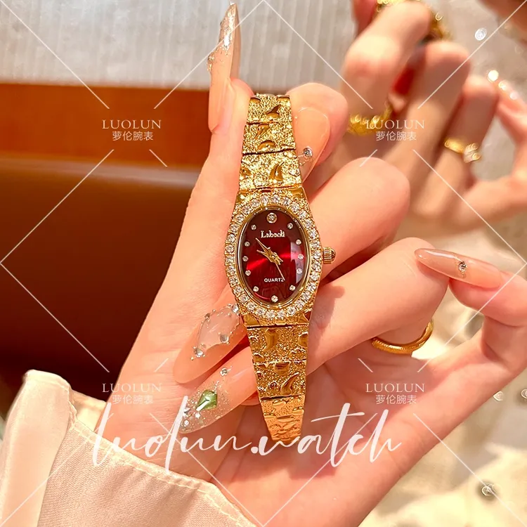 【萝伦】 时髦中古风金色钢带时尚气质女士手表腕表 631商品图