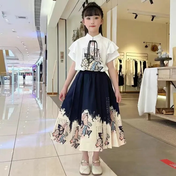 女童汉服夏装马面裙套装2025新款女孩夏季国风超仙连衣裙古风裙子