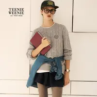 *TeenieWeenie小熊女毛针织衫25宽松舒适气质绞花毛衣TTKW258TCEA