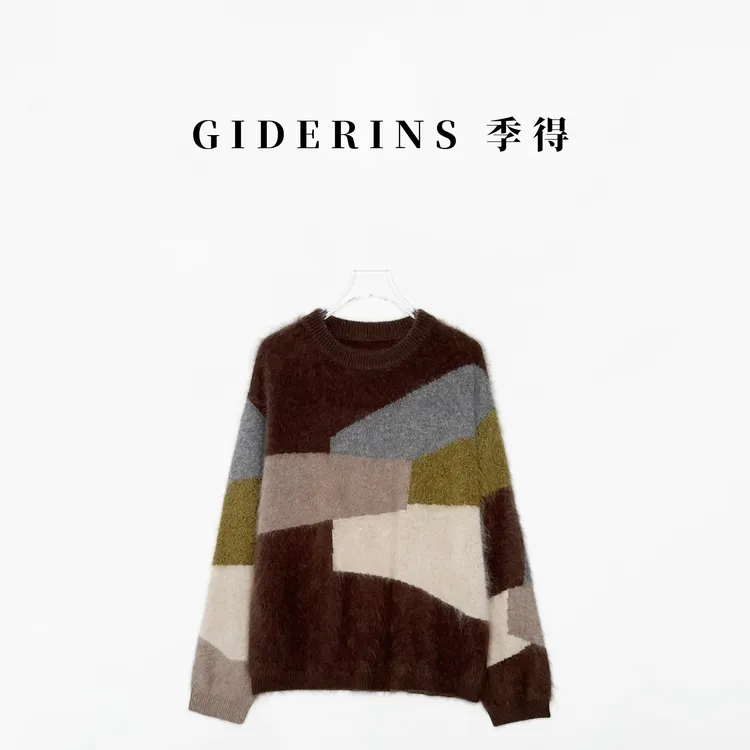 GIDERINS 林果｜时尚拼色圆领针织减龄女士羊绒+羊毛毛衣【随笔】