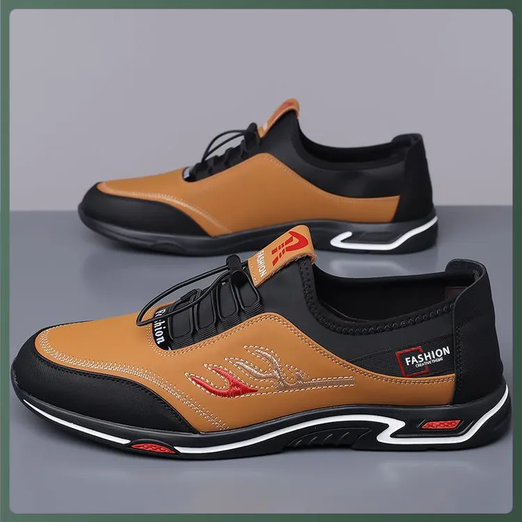 秋冬休闲男鞋韩版潮流皮鞋男休闲百搭软皮软底透气皮鞋男鞋子