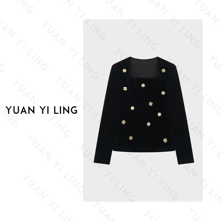 袁艺灵【新年战袍】25春季上新款高级小香风手工坊金币丝绒女装上衣