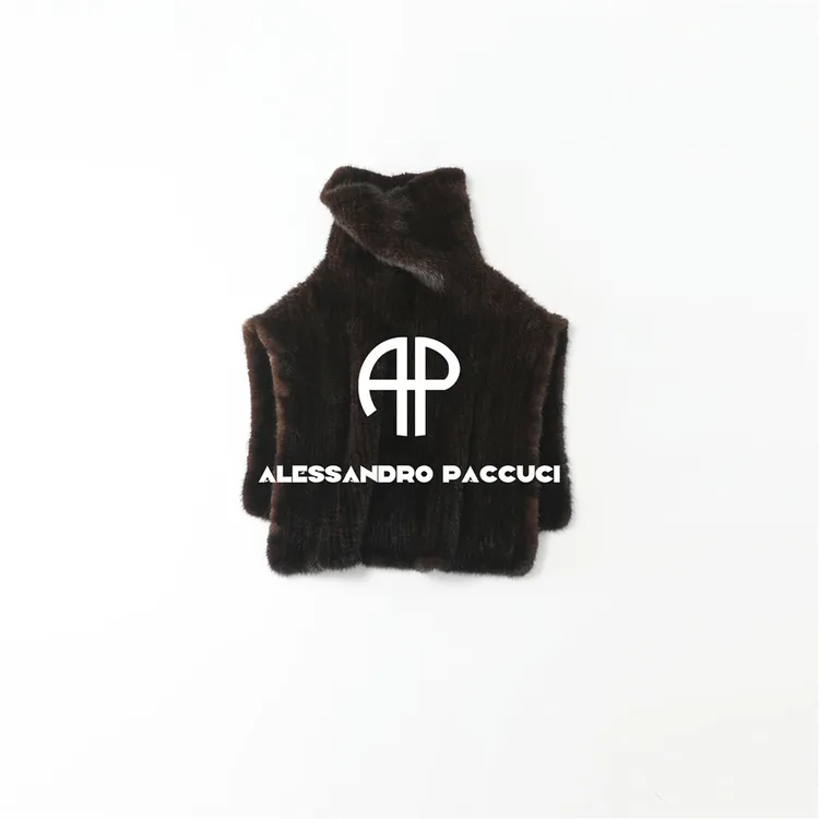 AP洛哥54138AW进口水貂手工编织弹力高领时尚百搭保暖围脖披肩