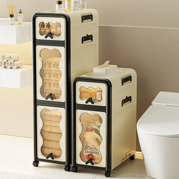 2025设计款家用浴室置物架卫生间厕所马桶侧边窄缝柜洗手间落地架