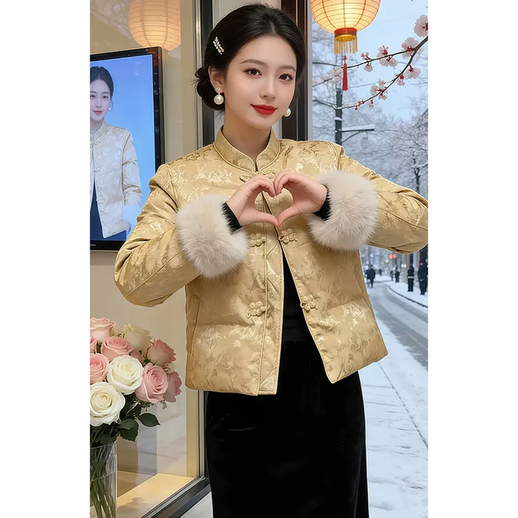 香朵儿【鎏金岁月】国风千金风棉服女2026冬季新款时尚显瘦复古棉衣