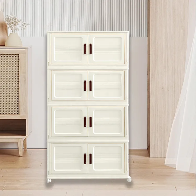 可折叠收纳箱家用多层双开门客厅玩具零食储物柜简约收纳柜免安装