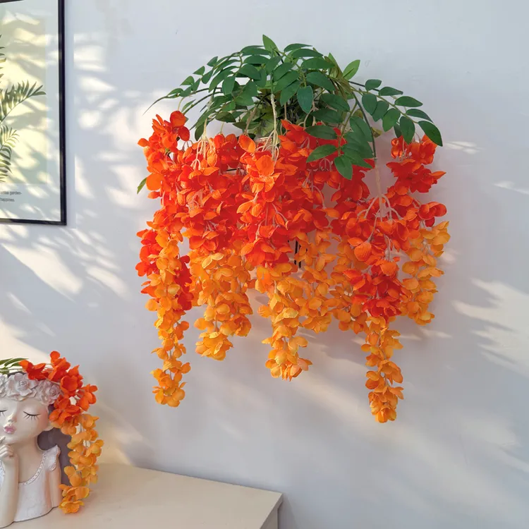 巨型阿勃勒仿真紫藤花长枝紫罗兰花绢花室内客厅垂吊花藤拍照装饰