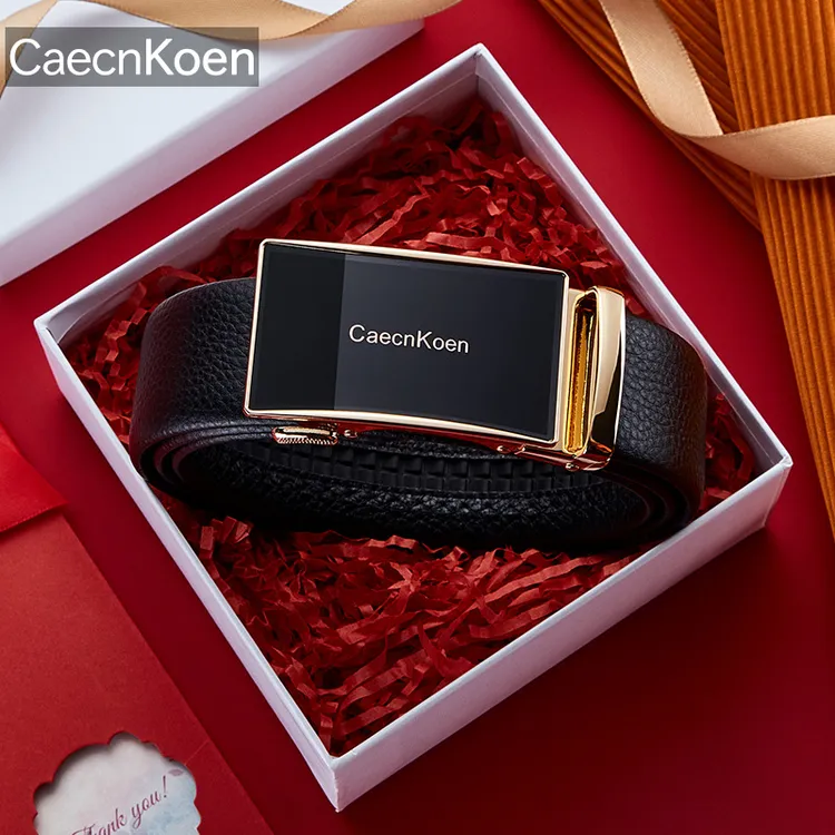 CaecnKoen男士皮带2025新款头层牛皮自动扣腰带商务休闲裤带正品