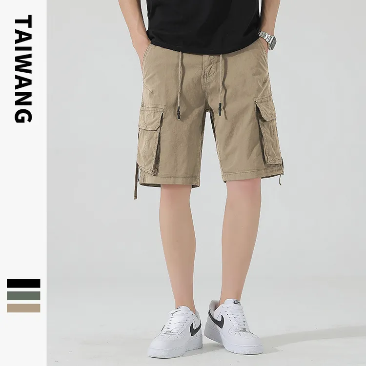 2025年夏季新款五分裤工装裤多口袋微弹潮牌直筒休闲男士微弹宽松