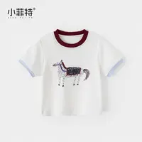 小菲特夏季新款女童休闲白色短袖t恤儿童圆领薄款上衣BGYX50889