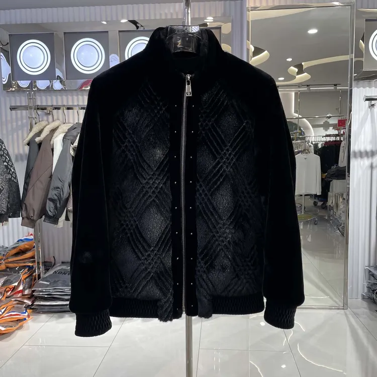 澳洲限定冬季新款男士水貂毛领夹克保暖加厚轻奢商务潮流短款外套