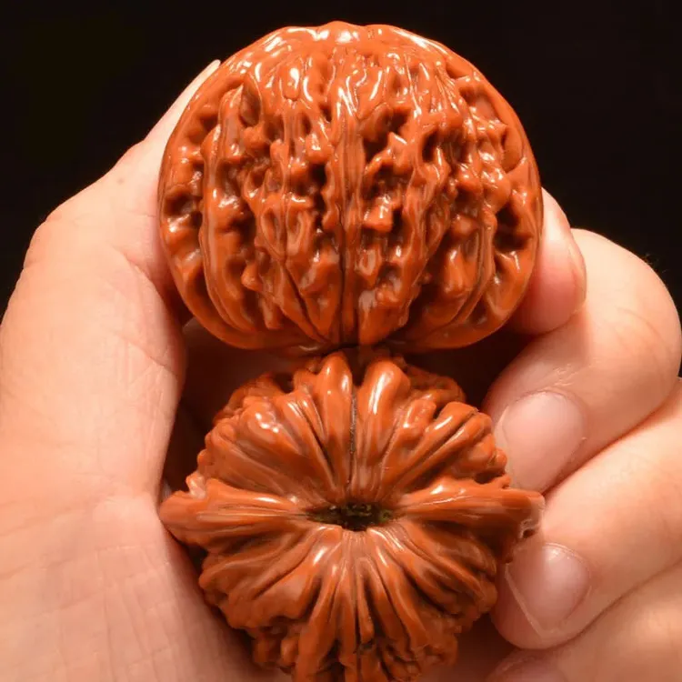 老款闷尖磨盘狮子头文玩核桃精品收藏级对把盘玩