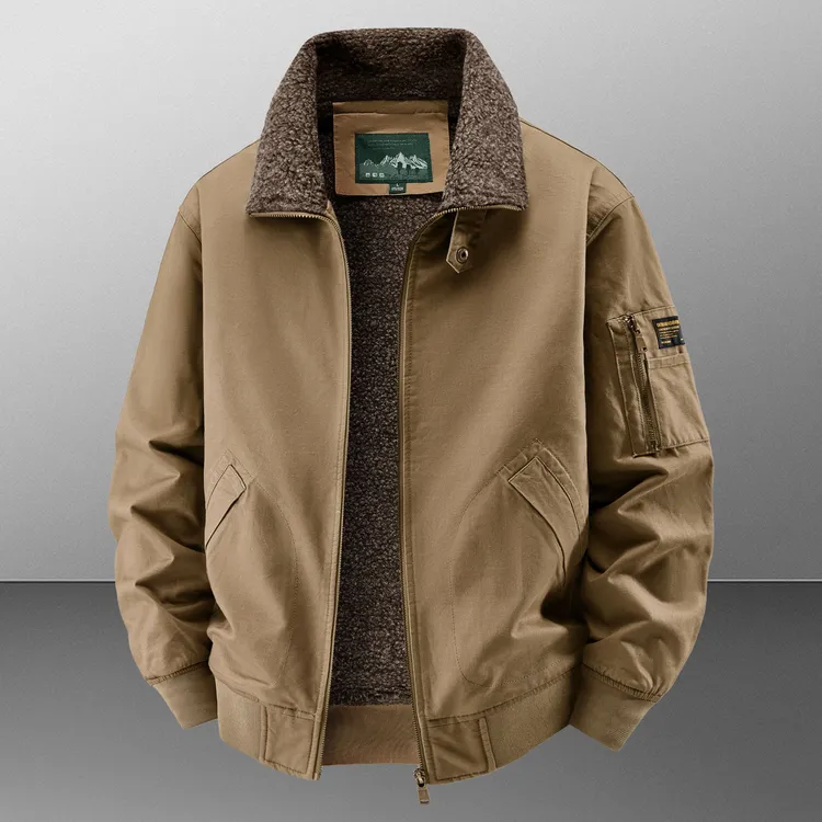 2025冬季外套休闲复古夹克男加绒加厚保暖上衣男休闲纯棉防寒棉衣