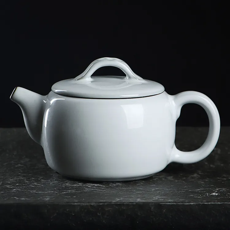 凝香阁 铁胎月白官窑汉瓦壶 大容量家用陶瓷 不烫手 泡茶复古单壶