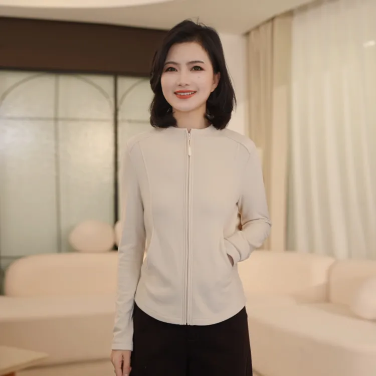 枫竺阿楠anan气质通勤保暖抓绒撞色拉链卫衣开衫女冬休闲显瘦上衣