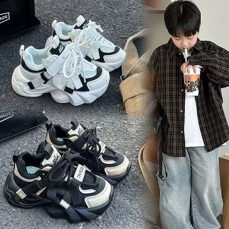 儿童运动鞋2025春秋新款男童鞋子女童老爹鞋透气网面休闲跑步鞋潮