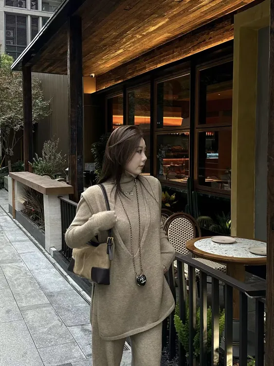 琪琪怪怪大码女装【穿出骨架美】慵懒松弛感针织三件套T18211QTQ