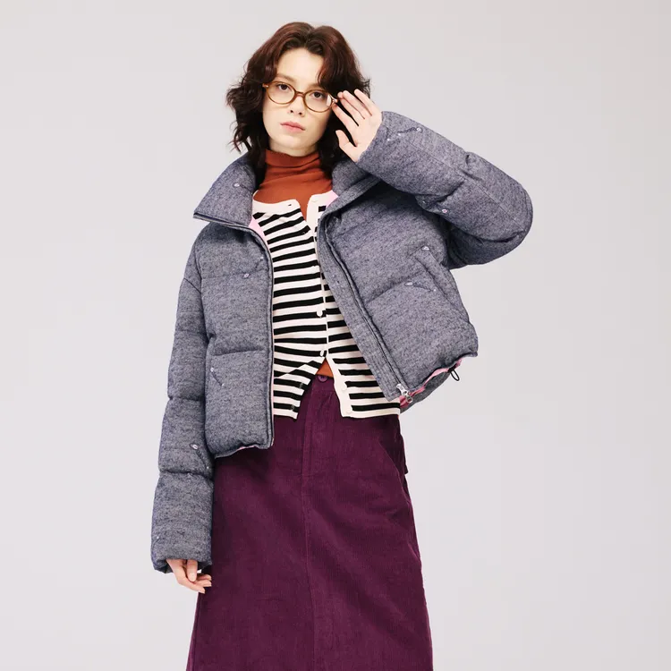 Coccara｜冬季新款上新短款立领满刺绣logo清薄羊毛鹅绒服外套