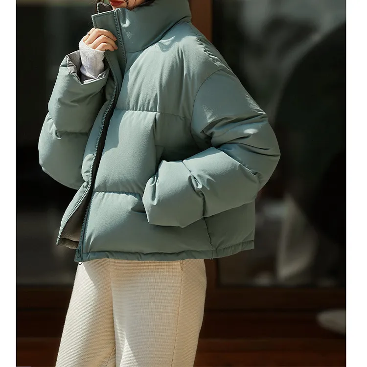 双面穿95白鹅绒面包服三防羽绒服女款高端女装宽松冬季鹅绒服短款