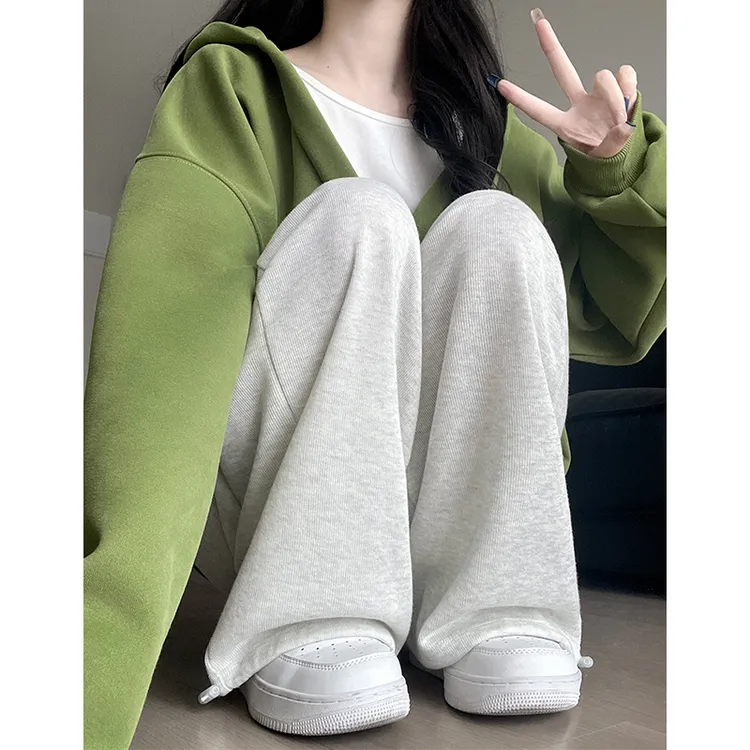 鑫鑫同学运动裤女新款宽松显瘦直筒阔腿裤小个子高腰卫裤秋冬穿搭