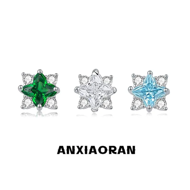 合金锆石耳饰 彩色锆石耳钉轻奢时尚耳环女小众个性高级感耳钉潮