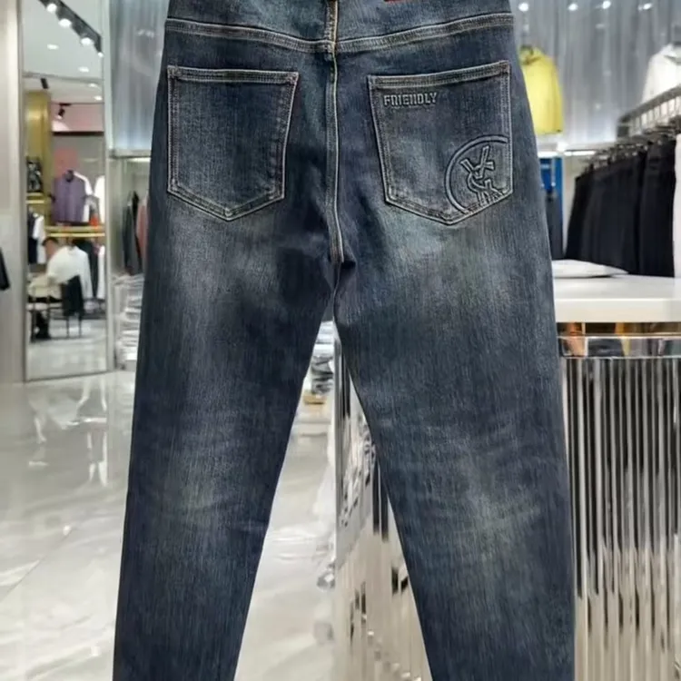 极简风秋季男秋季蓝色弹力牛仔裤裤子男士男款休闲