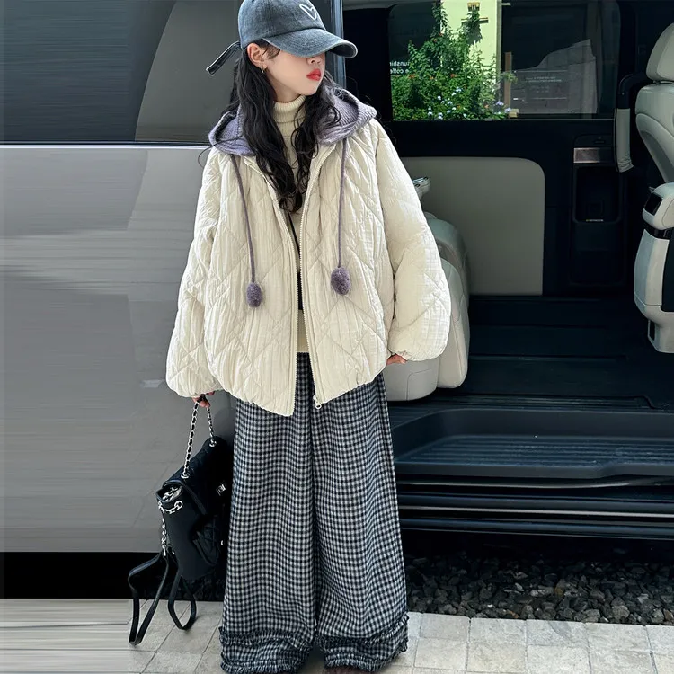 女童加厚保暖棉服2025冬新款中大童女孩时尚洋气百搭夹棉棉衣外套