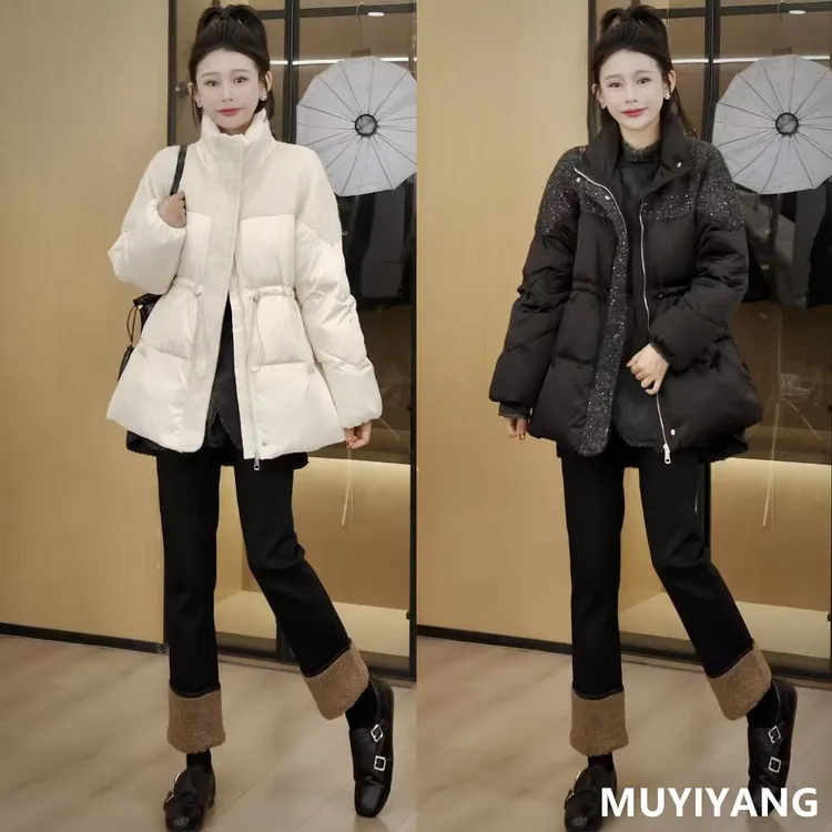 【夜羽】独特设计感小香风90白鸭绒高定羽绒服 衣长70 25-661#