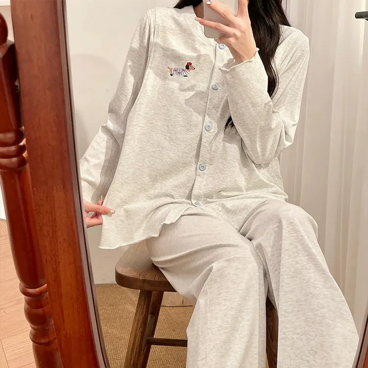 月子服孕妇睡衣春秋夏季薄款哺乳带胸垫长袖凉感形产妇待产