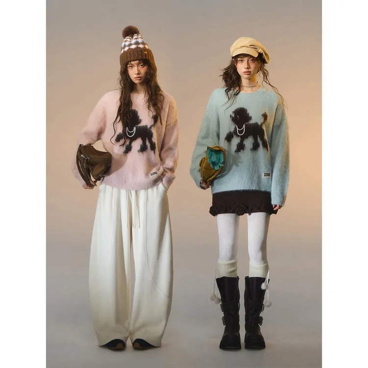 SOMESOWE傲娇小狗圆领毛衣