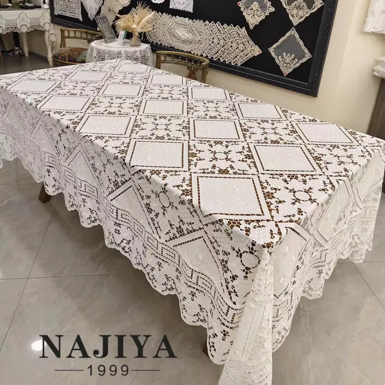 NAJIYA2025-38欧式镂空长方形餐桌茶几桌布轻奢奢华