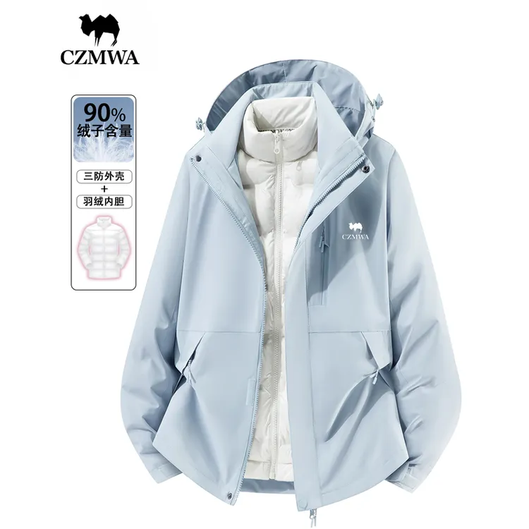 骆驼骑师冲锋衣男女款冬季羽绒服三合一拆卸羽绒内胆加厚情侣外套