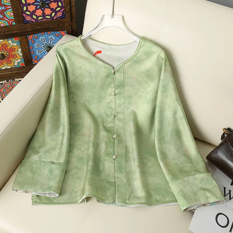 【荷塘月色】双面穿新中式防晒外套显白上衣气质盘扣女装长袖宽松