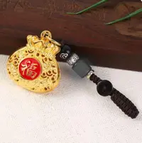【香港ZHOUFU】典藏高定六合金福精雕文创臻品福袋钥匙扣-无礼盒