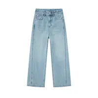 【外贸原单】100棉气质奢品-原创设计款美式大牛风直筒阔腿裤牛仔裤