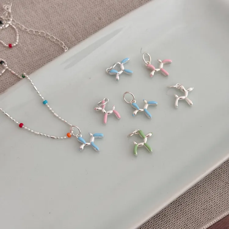 吊坠925银链子925银坠链均925银 925银银制品 5044-彩色气球狗吊