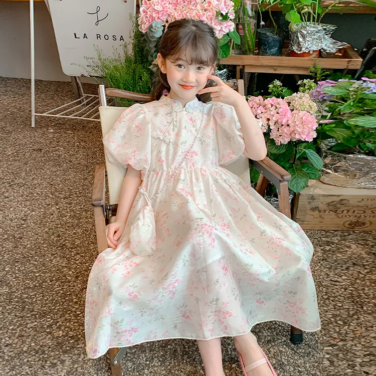 女童连衣裙夏季2025新款儿童洋气裙子碎花中国风女孩公主裙童装潮