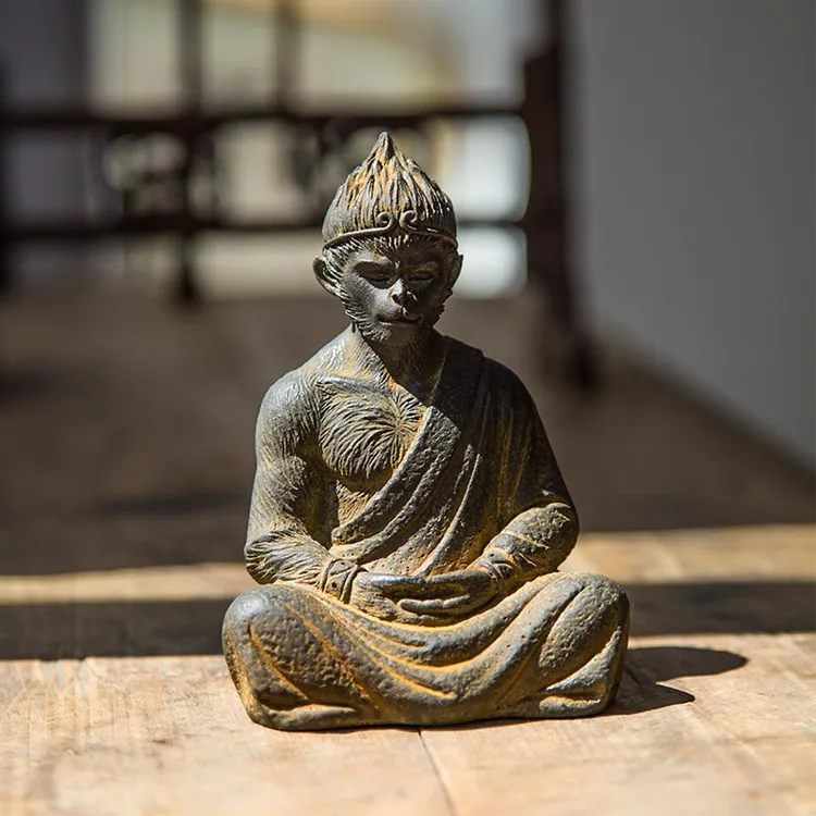 中式禅意斗战胜佛孙悟空齐天大圣猴子手办桌面摆件茶桌茶台茶宠