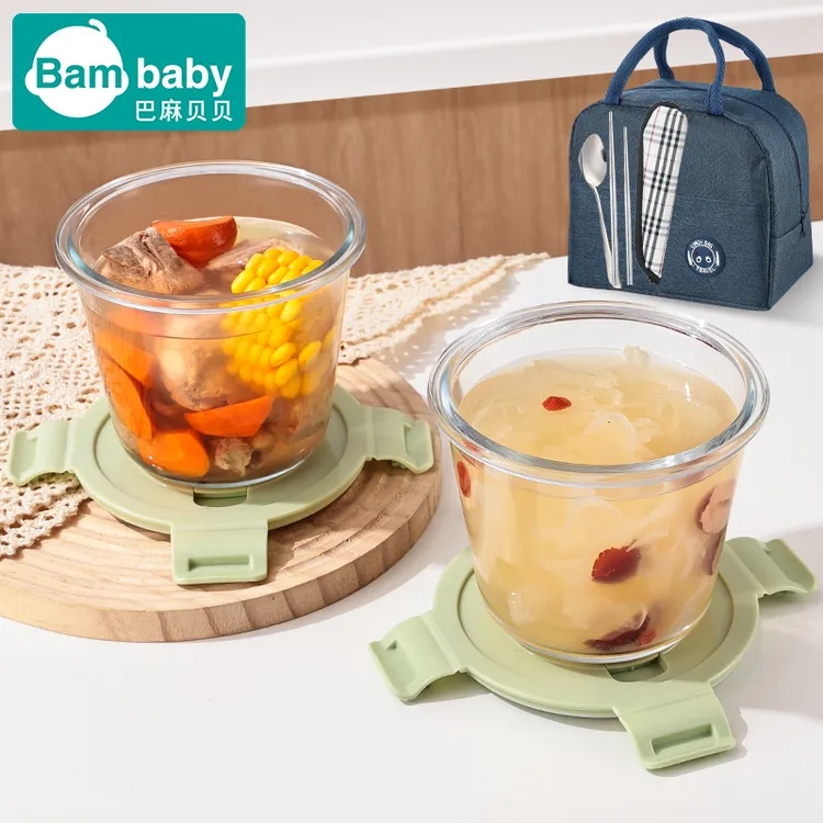 保温饭盒上班族微波炉专用玻璃饭盒带盖保鲜盒家用食品级便当盒