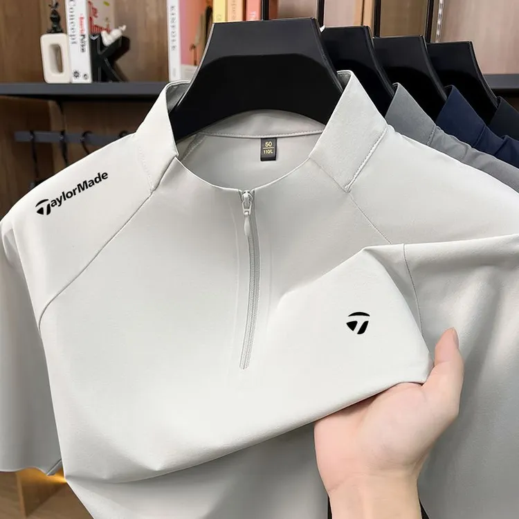 Taylormade泰勒梅高尔夫夏季新款polo衫立领男士短袖速干运动T恤