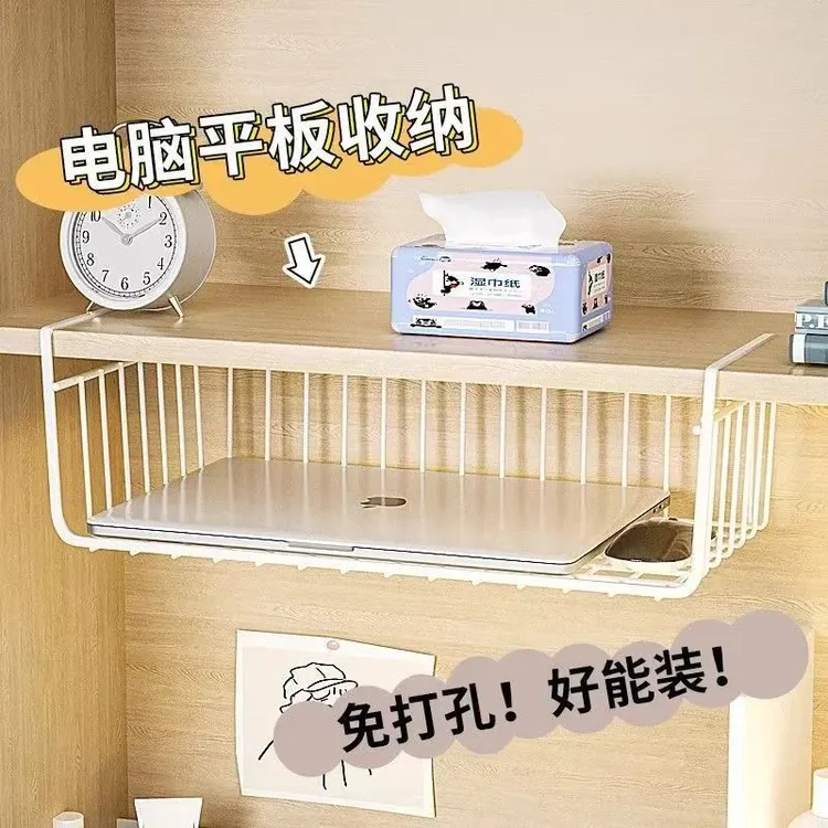 新款厨房置物架宿舍桌下收纳挂篮悬挂分层壁挂储物橱柜内吊柜挂架